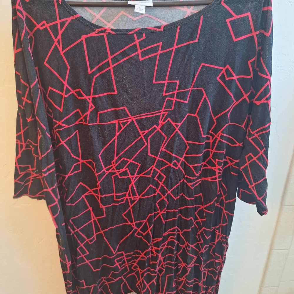 LuLaRoe Black and Red Geometric Irma Top